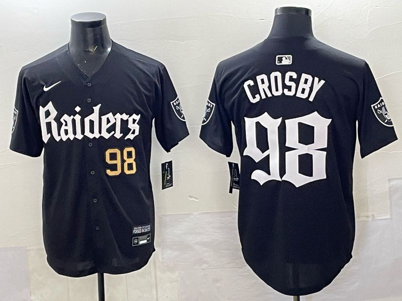 Men 2025 Oakland Raiders #98 Crosby Black 6th generation Joint Name Nike Limited NFL Jersey style 04